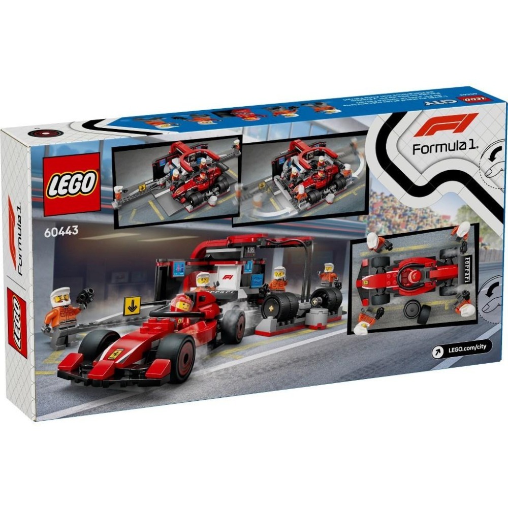 [大王機器人] 樂高 LEGO 60443 F1® 維修站、維修人員和 Ferrari 汽車  城市系列 CITY-細節圖5
