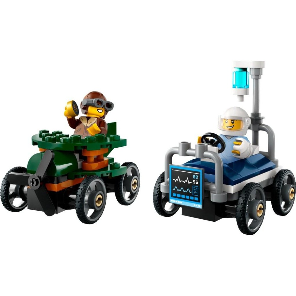 [大王機器人] 樂高 LEGO 60459 飛機vs.病床賽車套裝  CITY 城市系列-細節圖2