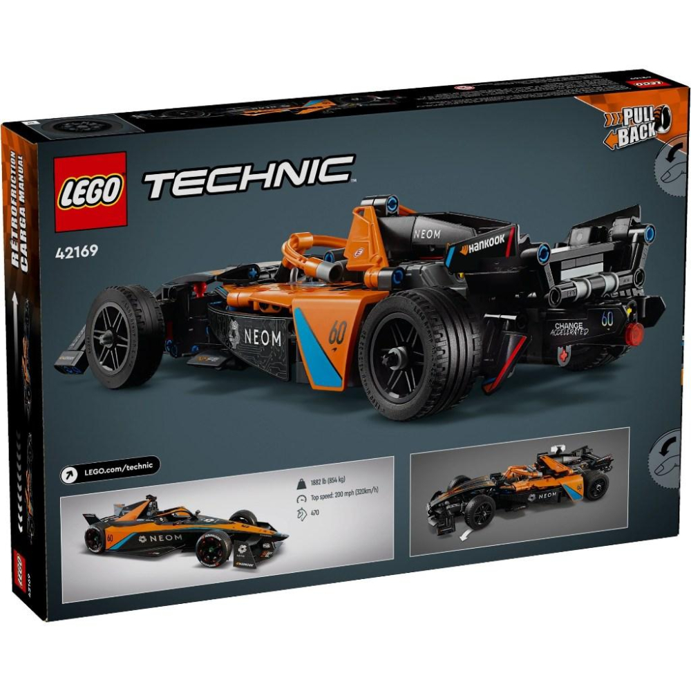 [大王機器人] 樂高 LEGO 42169 科技 NEOM麥拉倫FormulaE RaceCar 雙重迴力車-細節圖3