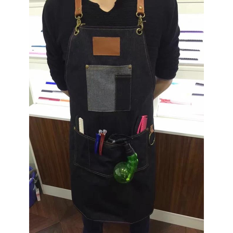 【優惠活動】現貨 韓系時尚 牛仔圍裙 圍巾 居家 西餐廳 烘培 咖啡師 沙龍 設計師 髮廊 工作服 水洗式牛仔-細節圖2