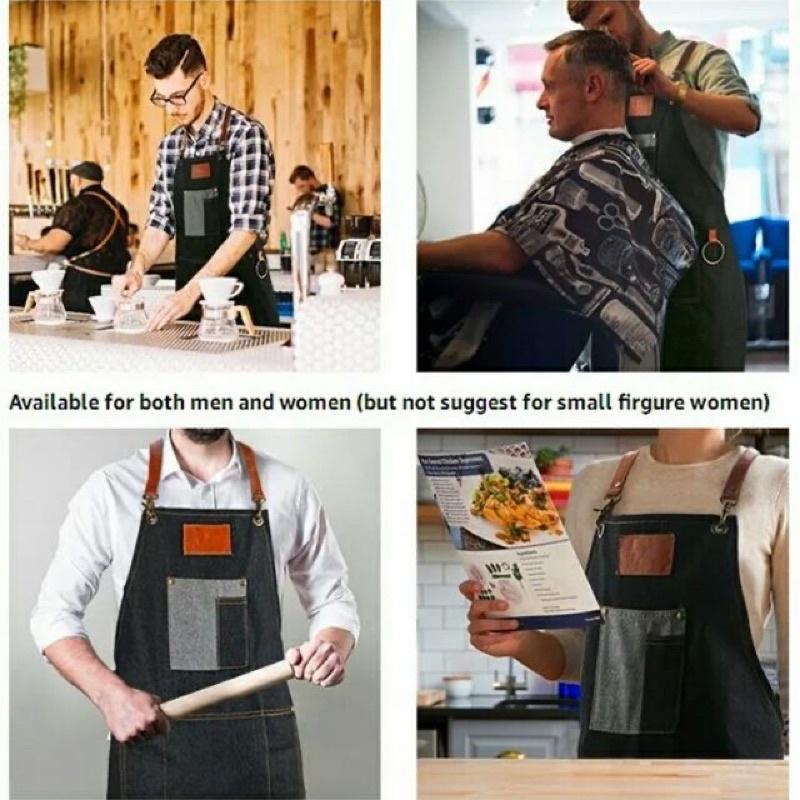 【優惠活動】現貨 韓系時尚 牛仔圍裙 圍巾 居家 西餐廳 烘培 咖啡師 沙龍 設計師 髮廊 工作服 水洗式牛仔-細節圖5