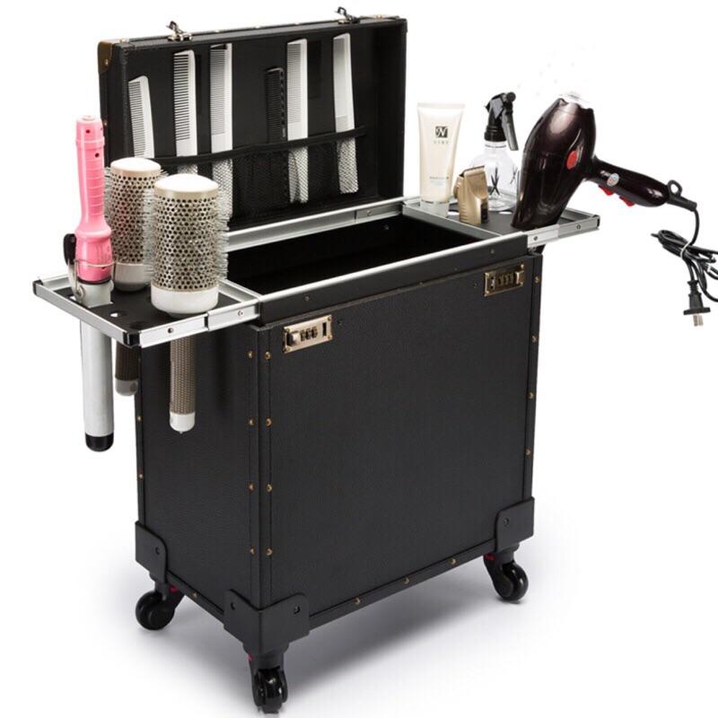 高檔美髮工具箱復古髮型師專用拉桿新款多功能推剪刀剪刀美容工具箱（小型）-細節圖2