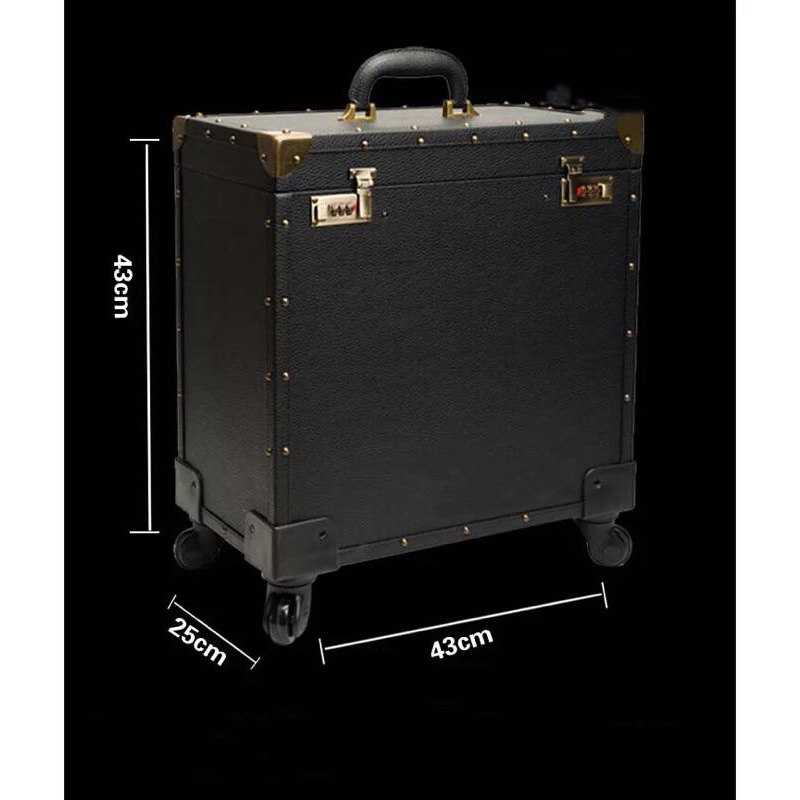 高檔美髮工具箱復古髮型師專用拉桿新款多功能推剪刀剪刀美容工具箱（小型）-細節圖4