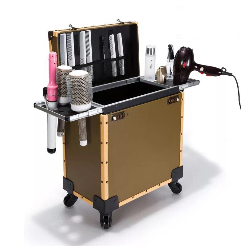 高檔美髮工具箱復古髮型師專用拉桿新款多功能推剪刀剪刀美容工具箱（小型）-細節圖6