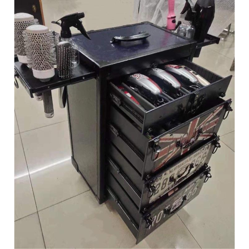 【促銷活動】日本質量潮流高檔 美髮工具箱 復古髮型師專用 拉桿箱 新款多功能推剪剪刀包美容工具盒 美髮工具車-細節圖9