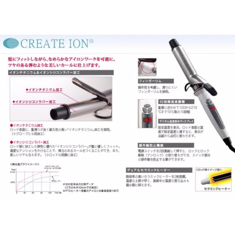 【優惠活動】日本 宮村浩氣 create ion SR 網紅電捲棒 負離子不傷髮捲髮棒32mm 26mm金色電棒升級款-細節圖5