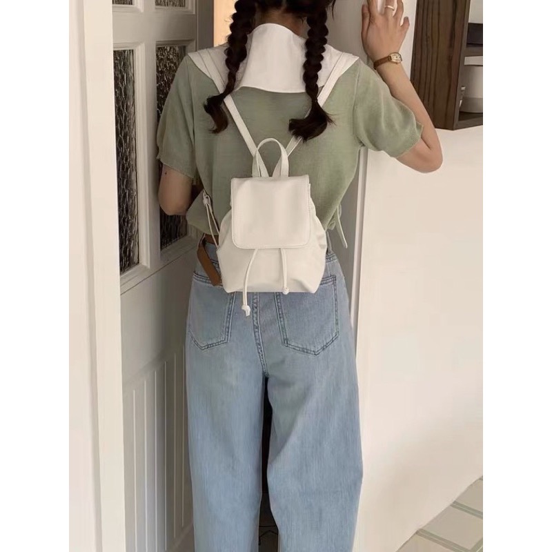 「48H出貨」雙肩背包女2024新款ins簡約高級質感 小眾大容量 小清新 復古背包 小紅書 雙肩包-細節圖3