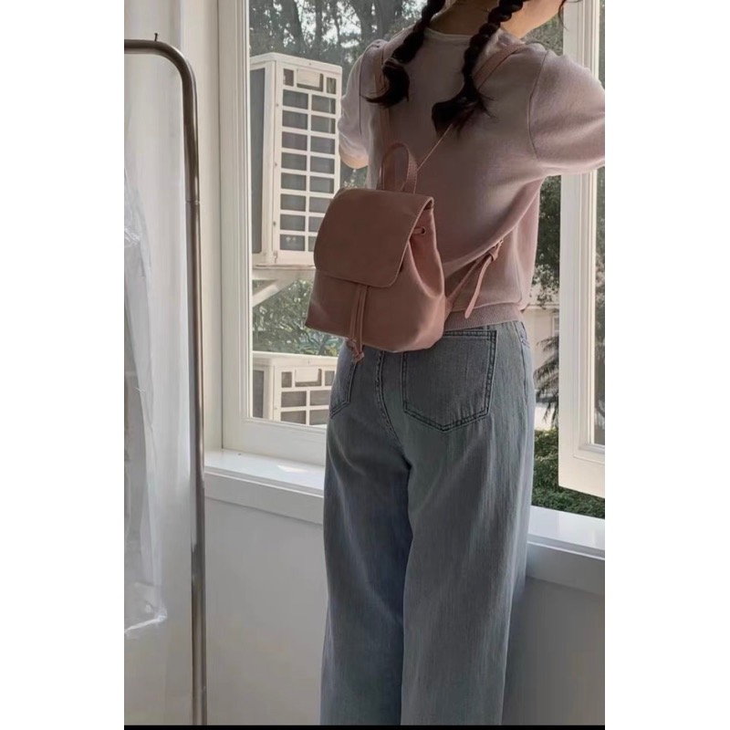 「48H出貨」雙肩背包女2024新款ins簡約高級質感 小眾大容量 小清新 復古背包 小紅書 雙肩包-細節圖5