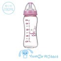 【亞米兔Yummy Rabbit】 寬口徑 玻璃葫蘆型奶瓶 280ML 防脹氣 附通孔棒 母乳感奶嘴-規格圖3