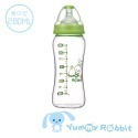 【亞米兔Yummy Rabbit】 寬口徑 玻璃葫蘆型奶瓶 280ML 防脹氣 附通孔棒 母乳感奶嘴-規格圖3