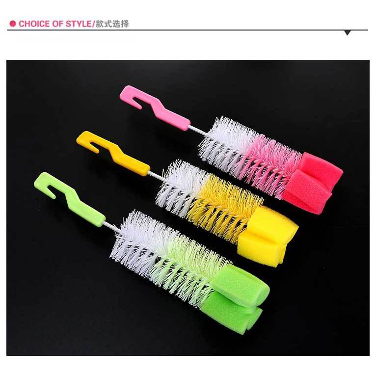 二合一杯刷 洗杯刷 杯刷 輕洗杯子 杯子清潔刷 矽毛杯刷 海綿杯刷 長杯刷-細節圖6