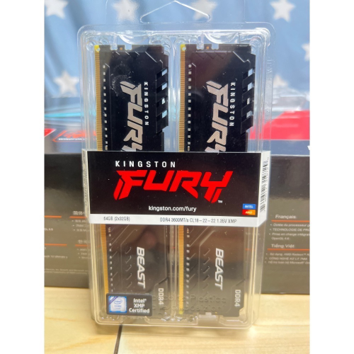 全新 金士頓 Kingston Fury Beast DDR4 3600 32X2 雙通道套組 RAM 記憶體