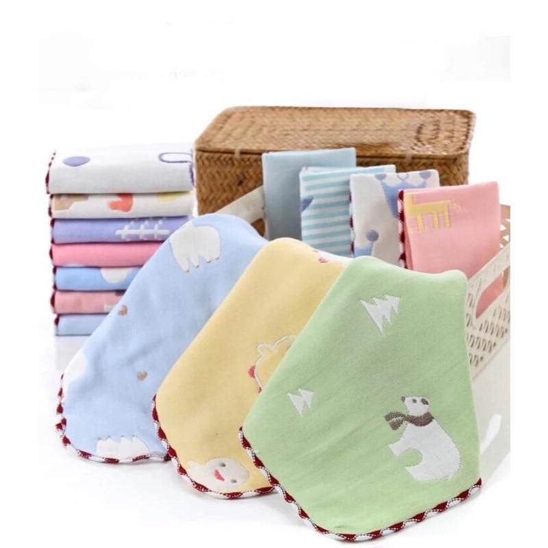 【嬰幼兒】現貨 六層紗純棉 嬰幼兒口水巾 紗布巾 嬰幼兒毛巾 口水巾 嬰兒方巾-細節圖2