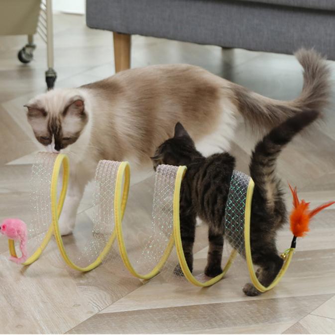 【貓咪玩具】貓這裡 現貨 S型貓隧道玩具 貓咪隧道  可折疊 貓玩具 貓奴必備-細節圖3