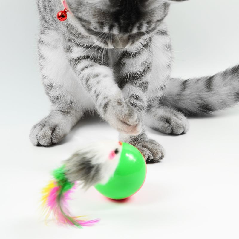 【貓咪玩具】貓這裡 不倒翁玩具 毛絨老鼠 貓咪互動玩具 貓咪玩具球-細節圖2