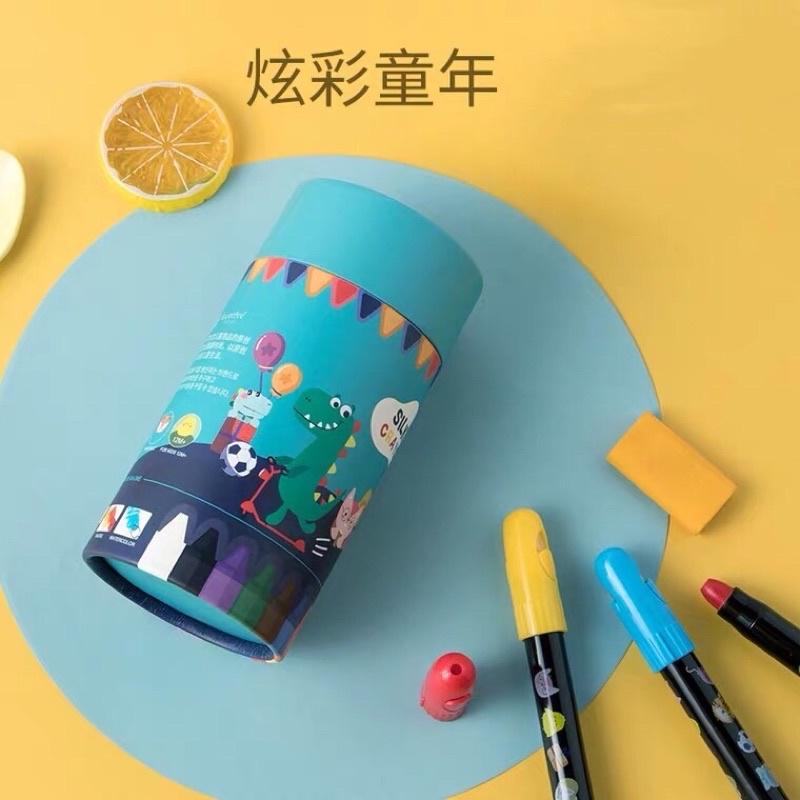 【嬰幼兒】安全無毒可水洗兒童蠟筆 旋轉畫筆 幼兒園 12色 寶寶繪畫塗鴉筆 水溶性畫畫筆-細節圖2
