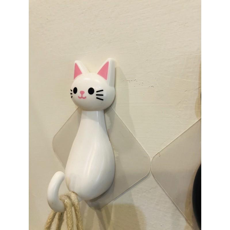 【生活用品】貓這裡 現貨 黑白貓咪掛鈎 免釘掛鈎 置物掛鉤（2入一組）-細節圖3