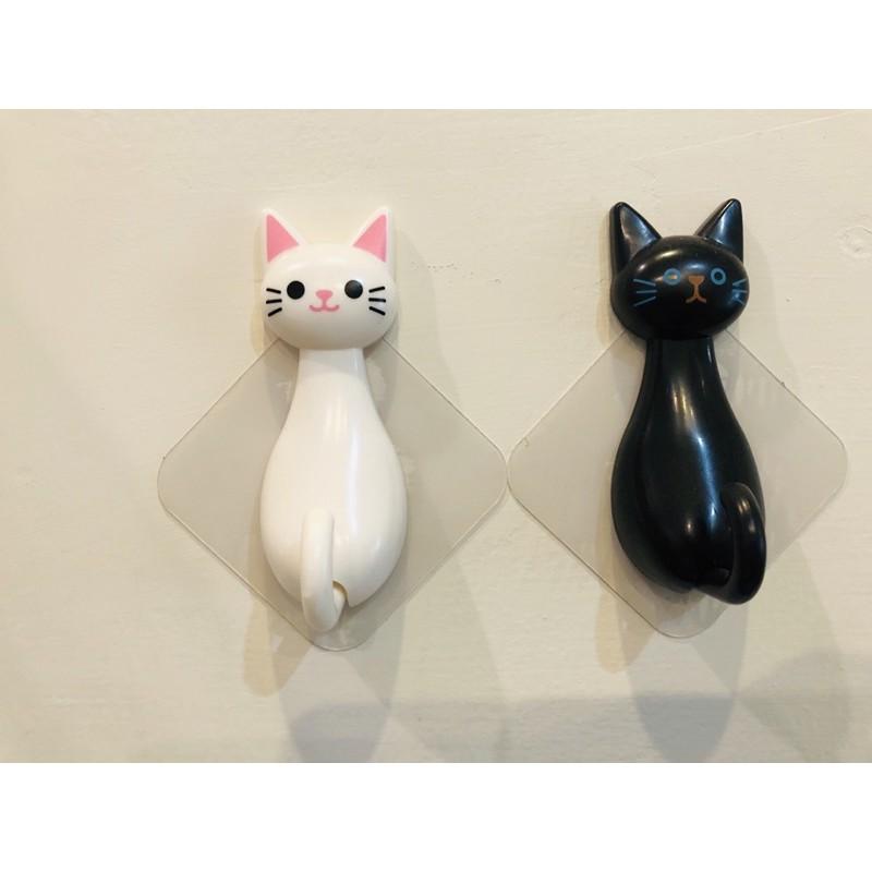 【生活用品】貓這裡 現貨 黑白貓咪掛鈎 免釘掛鈎 置物掛鉤（2入一組）-細節圖4