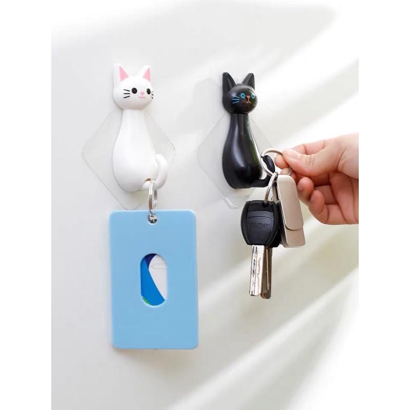 【生活用品】貓這裡 現貨 黑白貓咪掛鈎 免釘掛鈎 置物掛鉤（2入一組）-細節圖5