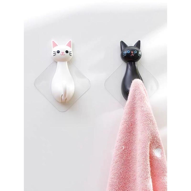 【生活用品】貓這裡 現貨 黑白貓咪掛鈎 免釘掛鈎 置物掛鉤（2入一組）-細節圖6