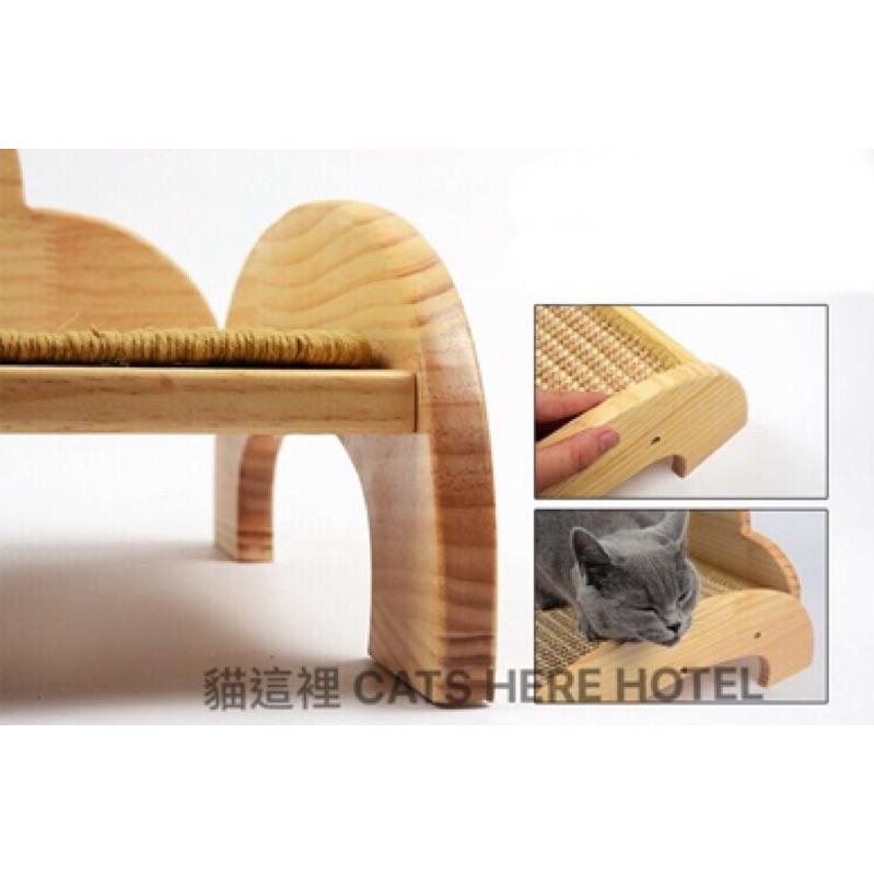【貓咪用品】貓這裡 預購 實木貓睡窩 寵物床架 寵物床 貓咪睡床 送劍麻墊-細節圖4