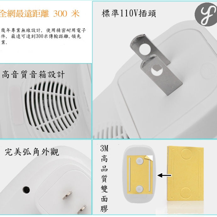 [三永]兩年保固 高雅款 超長距離 無線門鈴 無線電鈴 長輩看護鈴 求救鈴 呼叫鈴 58鈴聲 五段音量含靜音-細節圖7