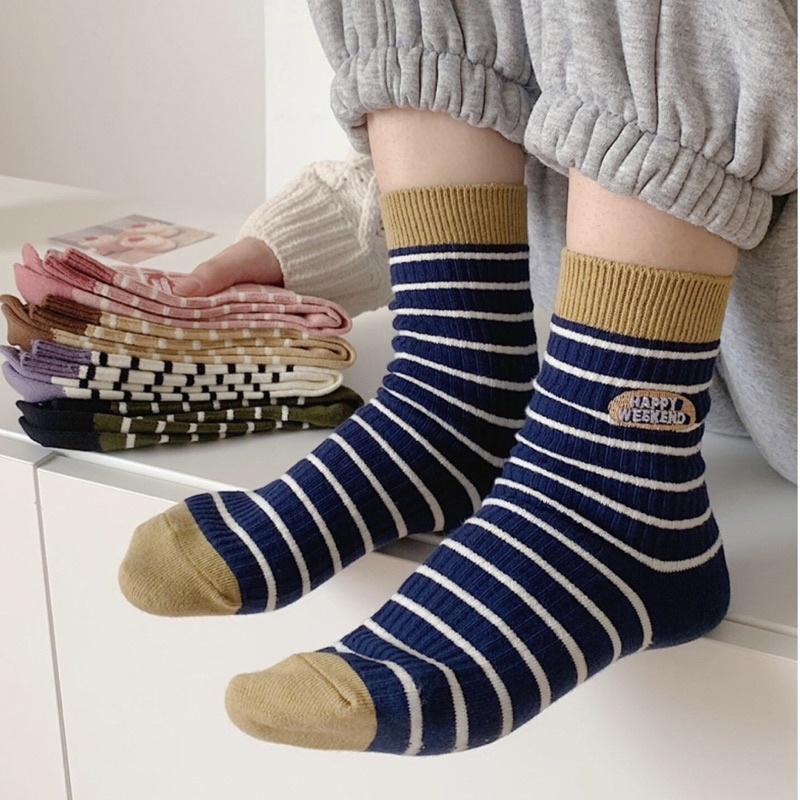 ｛包BQ}💥百搭款💥🪡 日系韓風條紋中筒襪學院風[現貨+預購］-細節圖6