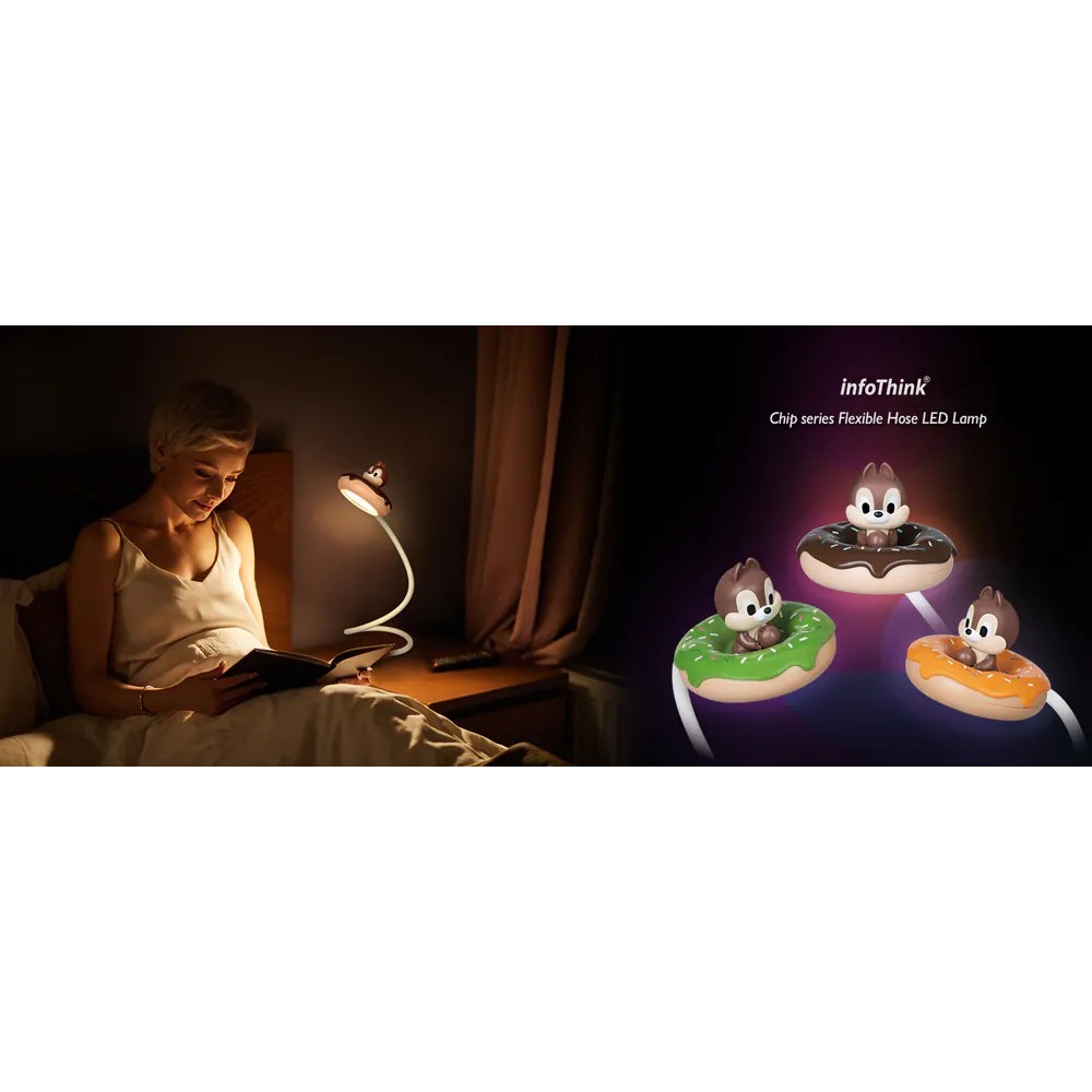 正版 迪士尼 奇奇蒂蒂 LED任意彎甜甜圈燈 USB充電 夜燈 桌燈 (3款)-細節圖4
