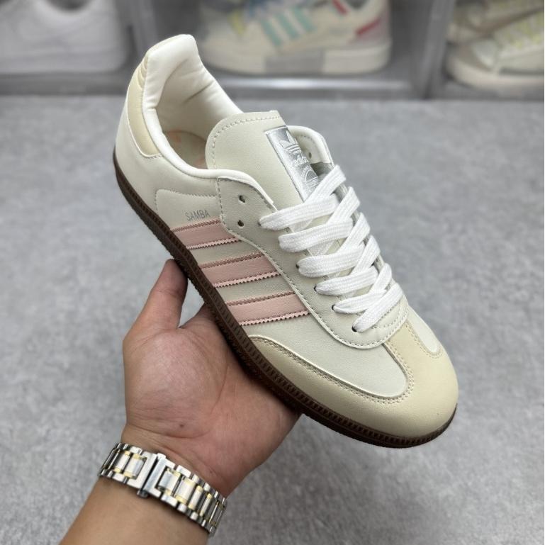 【季得運動】 Adidas Samba Vegan OG 森巴舞系列 德訓運動鞋 粉白*36-45。51028D-細節圖4