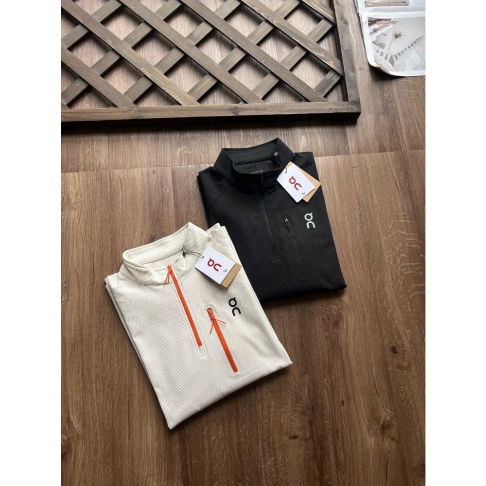 【季得運動】On昂跑 Climate Shirt 休閒運動健身 半拉式長T  黑色 米白＊M-3XL。50908C-細節圖6