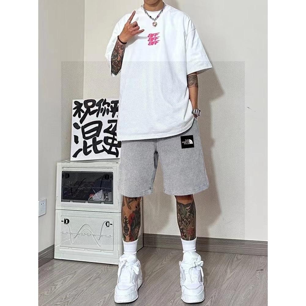 【季得運動】THE NORTH FACE 北面基本方形印花 男女同款短褲 *黑 灰*M-XL。509145B-細節圖3