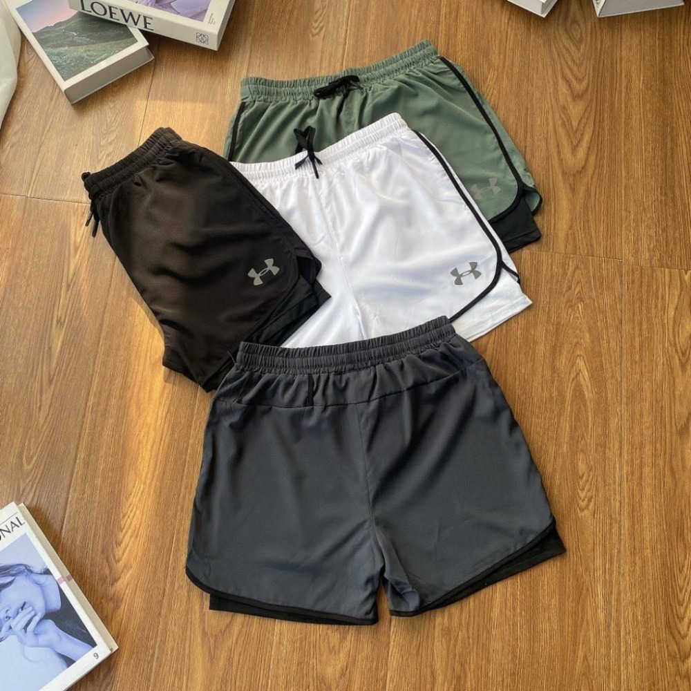 【季得運動】Under Armour安德瑪 反光字母印花 假兩件運動短褲 黑白灰綠 *M-2XL。50992B-細節圖9