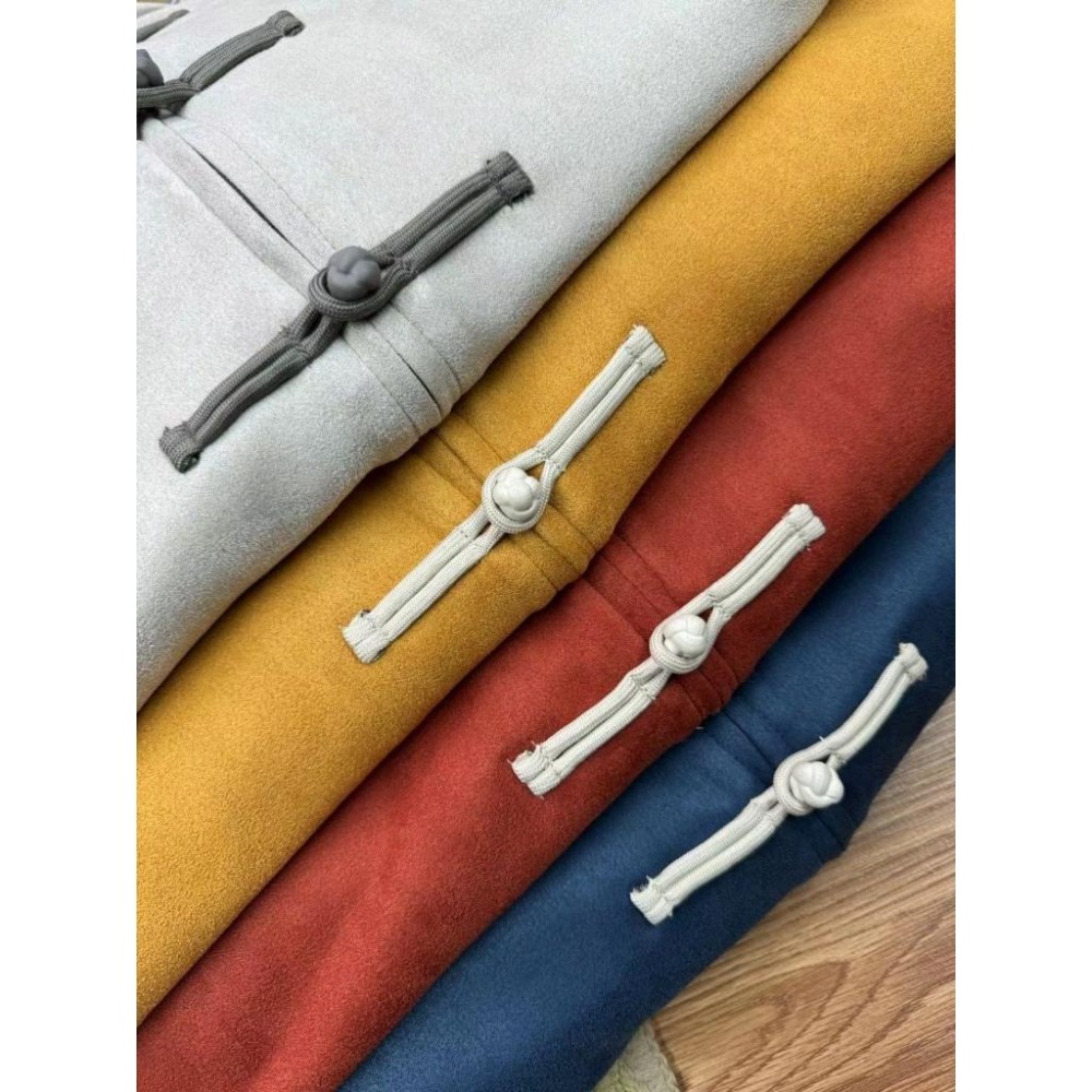 【季得運動】Adidas originals 蛇年限定新中式盤扣麂皮立領唐裝國風外套 黃色 *S-XL。50979C-細節圖3