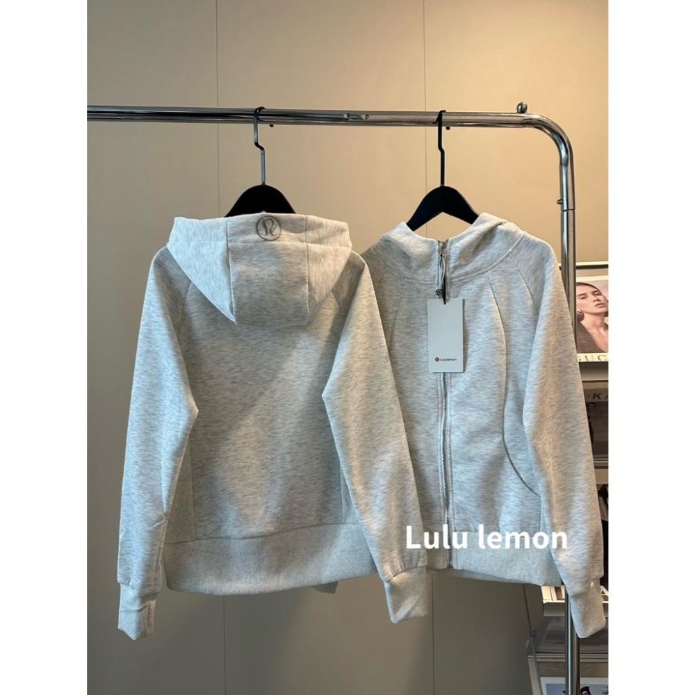 【季得運動】Lulu lemon 秋季灰白色標刺繡 短款 拉鍊外套 灰白色 *S-L。509107C-細節圖4