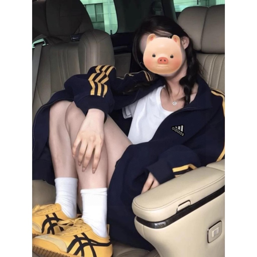 【季得運動】Adidas美式情侶復古休閒立領外套 藏青色*M-XL。51035C-細節圖5