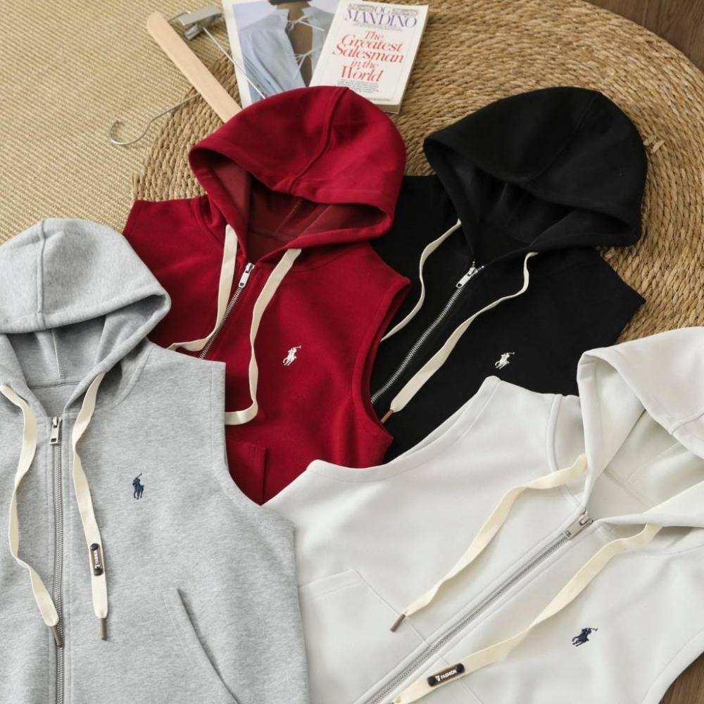 【季得運動】Polo Ralph Lauren刺繡女款連帽背心 黑 白 灰 紅 *M-XL。50930C-細節圖2