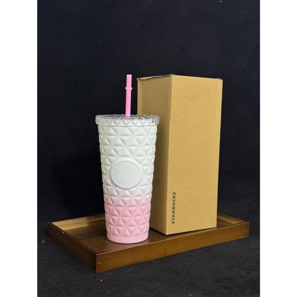 【季得運動】Starbucks 星巴克 菱格紋不鏽鋼吸管保溫杯 7款＊591ML。50816A-細節圖2