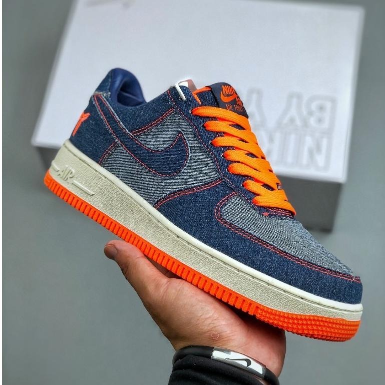 【季得運動】Nike Air Force 1 Low 07 聯名款 牛仔藍配橘*EU36-45。51057D-細節圖2