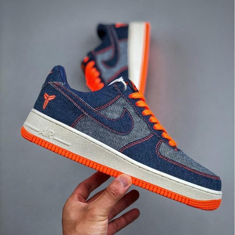 【季得運動】Nike Air Force 1 Low 07 聯名款 牛仔藍配橘*EU36-45。51057D-細節圖3