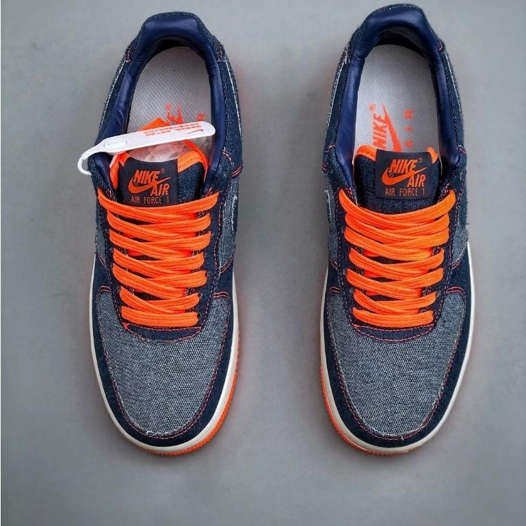 【季得運動】Nike Air Force 1 Low 07 聯名款 牛仔藍配橘*EU36-45。51057D-細節圖7