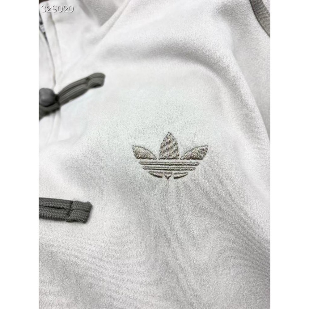 【季得運動】Adidas originals 蛇年限定新中式盤扣麂皮立領唐裝國風外套 白色 *S-XL。50978C-細節圖4