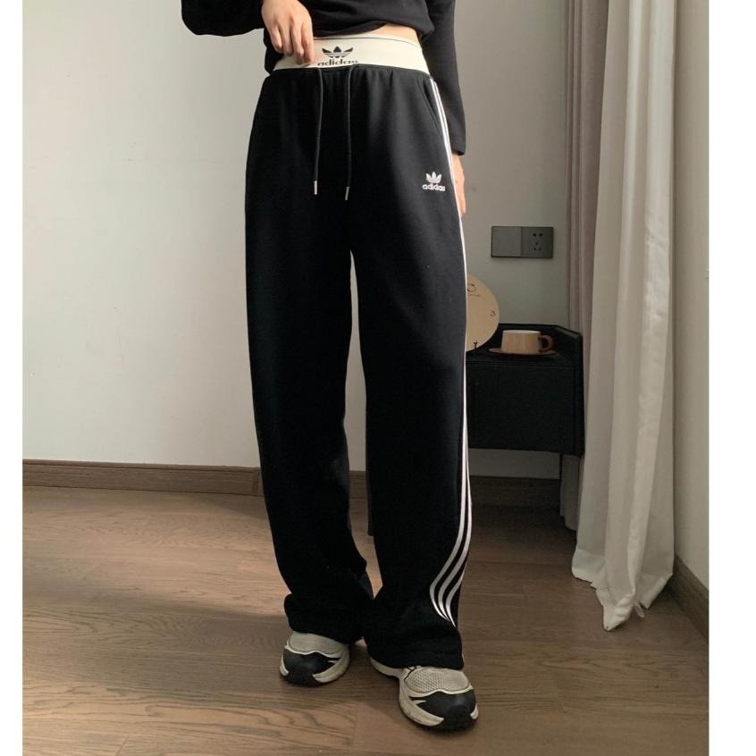 【季得運動】adidas高腰刷毛休閒運動長褲 藏青 黑色*M-XL。51067B-細節圖3