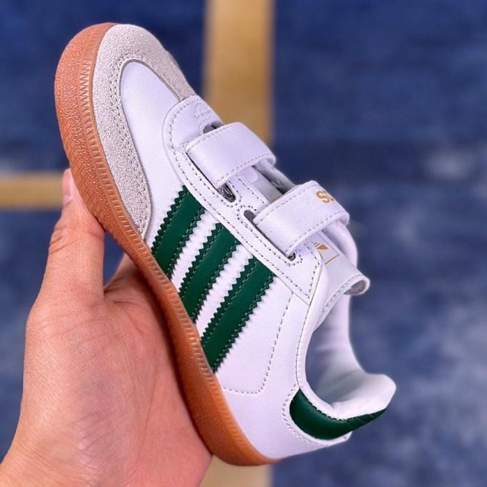 【季得運動】Adidas Originals Samba Vegan兒童運動鞋 白綠色*EU22-37。51021D-細節圖3