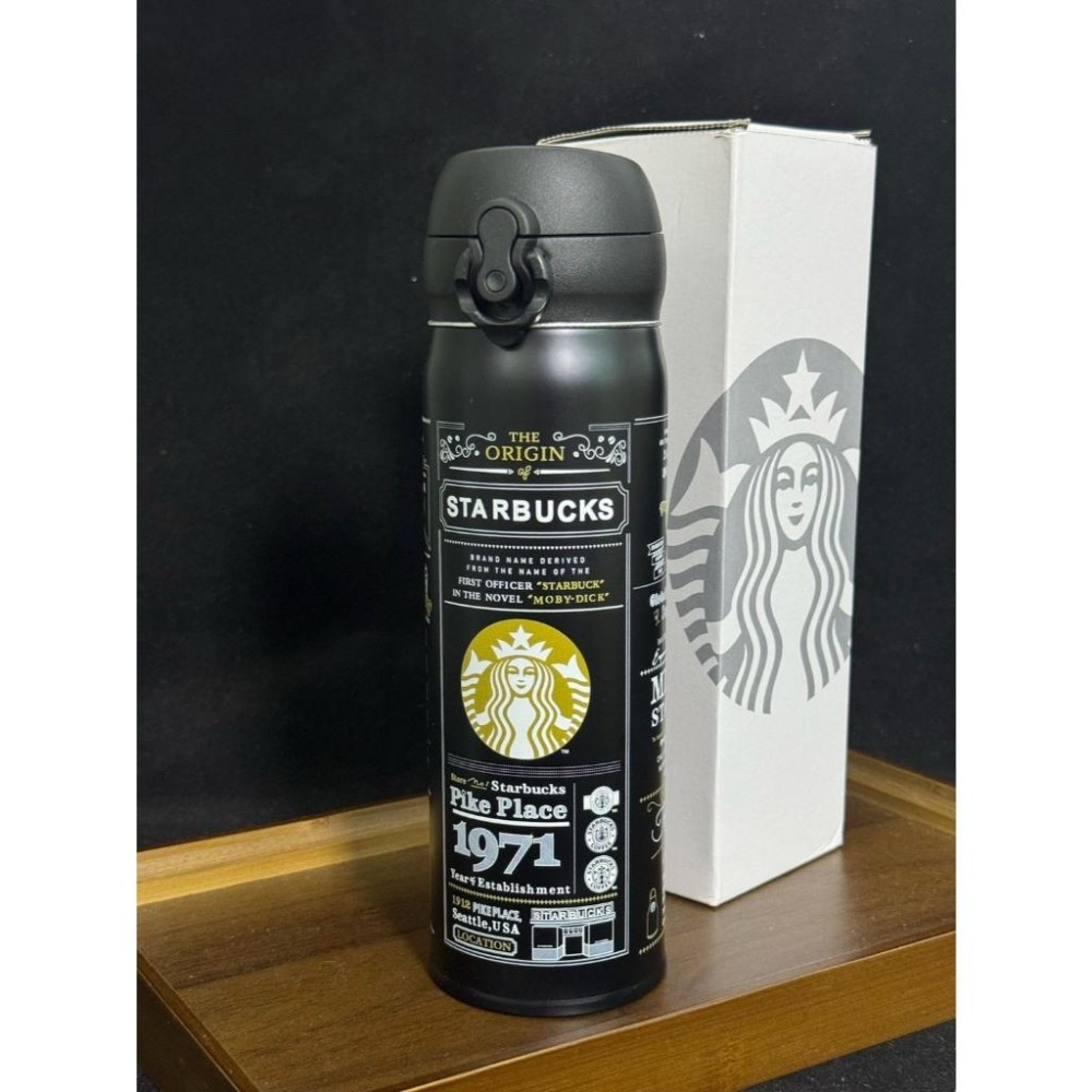 【季得運動】Starbucks 星巴克 1971圖紋不鏽鋼保溫杯 黑色 白色＊500ML。50818A-細節圖5