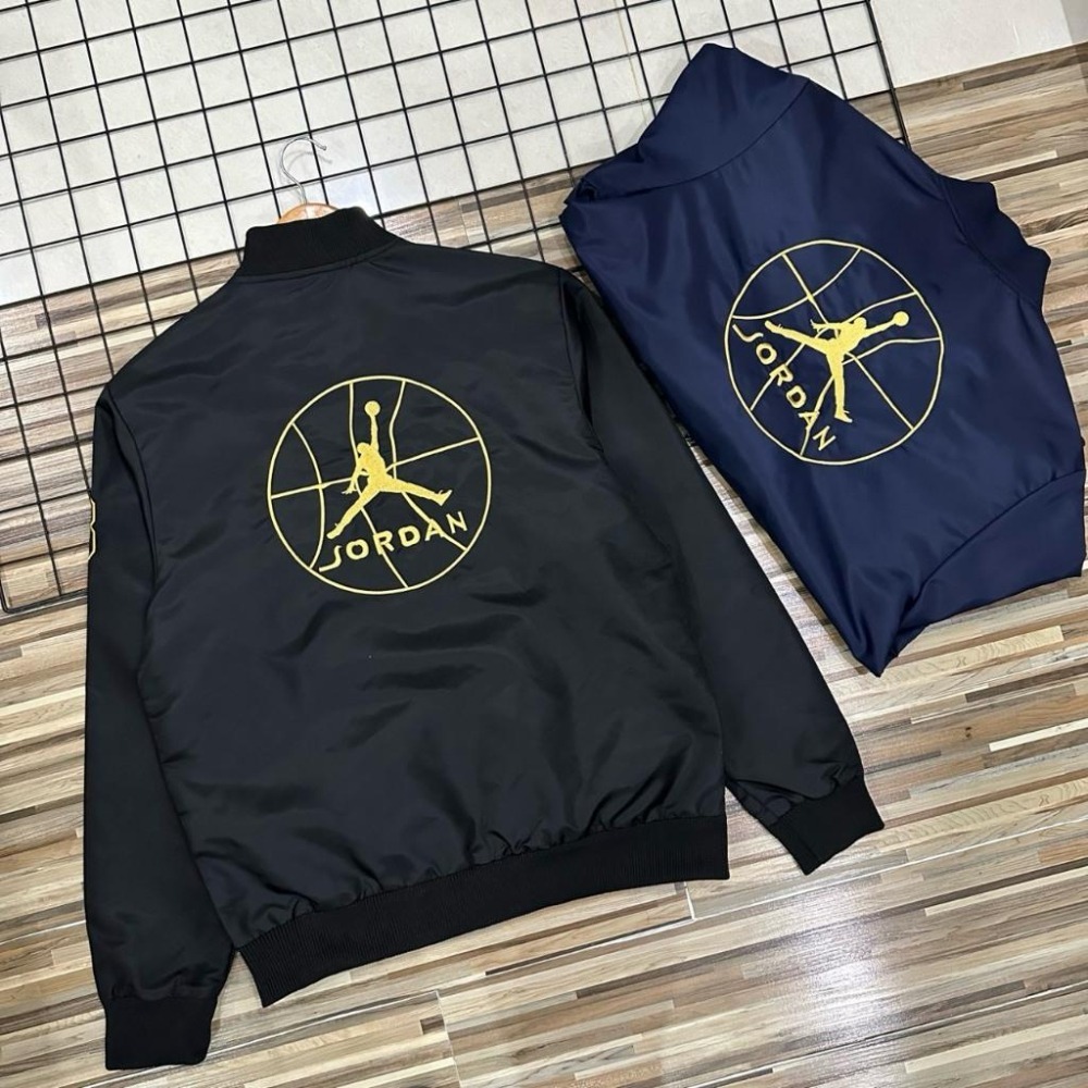 【季得運動】Air Jordan 25年新款棒球領刺繡LOGO外套 黑色 藍色＊M-2XL。50902C-細節圖2