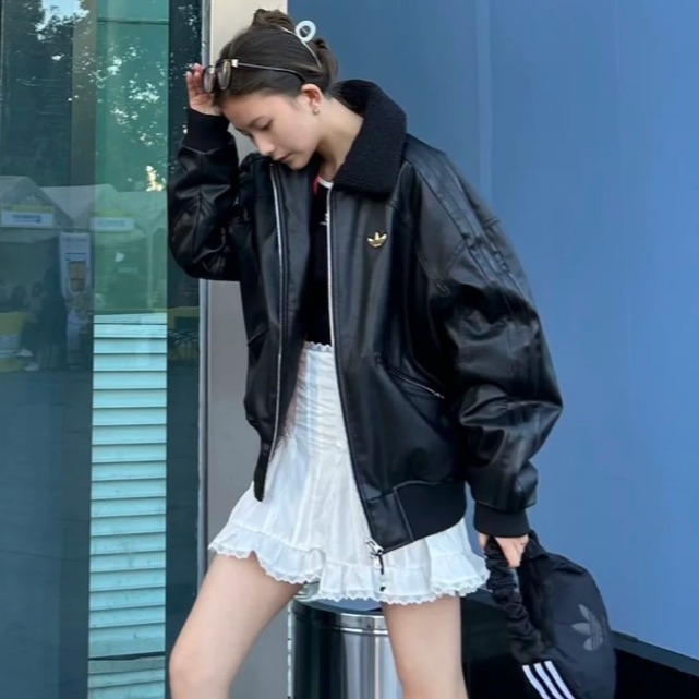 【季得運動】adidas originals 蛇年限定仿皮翻領皮外套S-XL。51265C-細節圖2