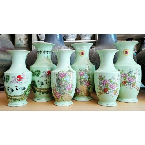 鶯歌陶瓷『大口/花瓶』綠 蘋果綠 (8英寸 10英寸 12英寸) 花瓶 花器 神桌 拜拜 宗教用品 藝品 插花 太子爺