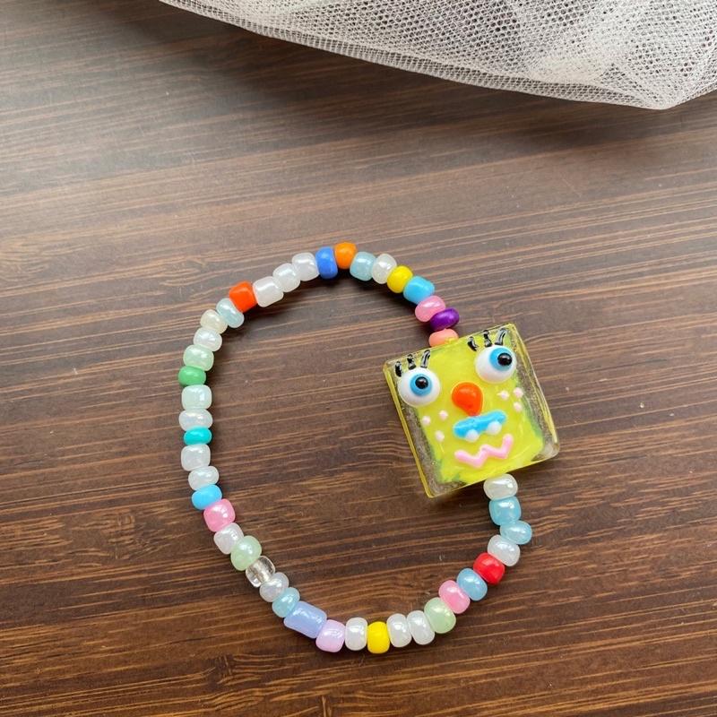 時尚潮流  可愛琉璃小怪獸 手創 卡通 串珠彈力 手鍊-細節圖6
