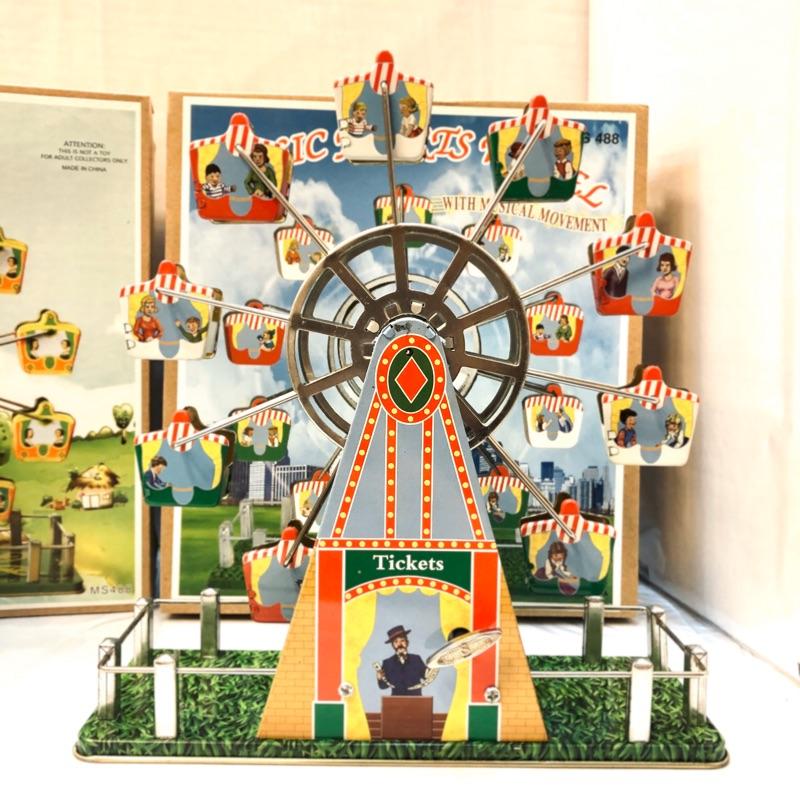 音樂摩天輪 鐵皮玩具 音樂盒 旋轉音樂摩天輪 發條鐵皮玩具 復古 古早味 收藏 贈禮 交換禮物 聖誕禮物 生日禮物-細節圖2