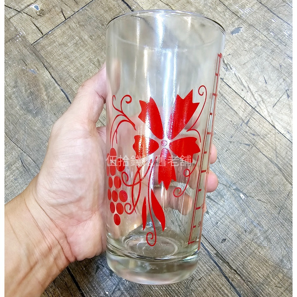 🤖️伍拾錢 老物 復古玻璃杯 飲料杯 杯子 玻璃 復古樣式 童年 懷舊 花紋-規格圖3
